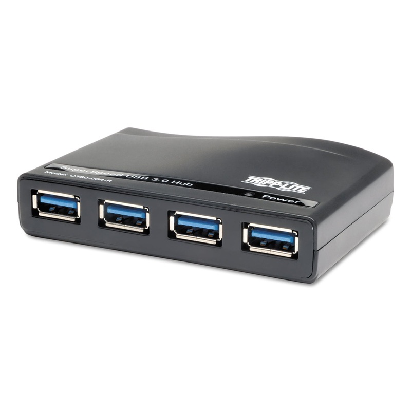 USB 3.0 SUPERSPEED HUB, 4 PORTS, BLACK