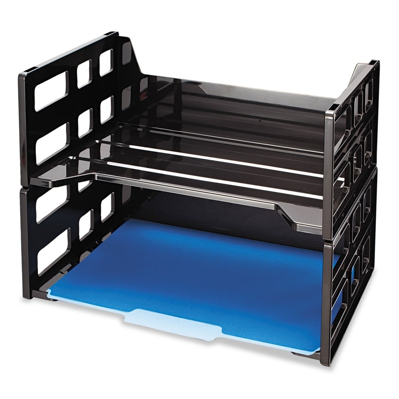 HIGH RISE DESK TRAY, 2 SECTIONS, LETTER SIZE FILES, 13.25″ X 9″ X 10.25″, BLACK, 2/PACK