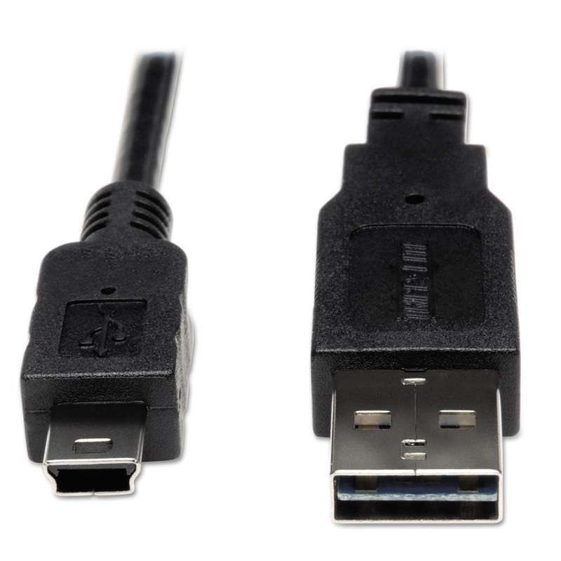 UNIVERSAL REVERSIBLE USB 2.0 CABLE, REVERSIBLE A TO 5-PIN MINI B (M/M), 6 FT.