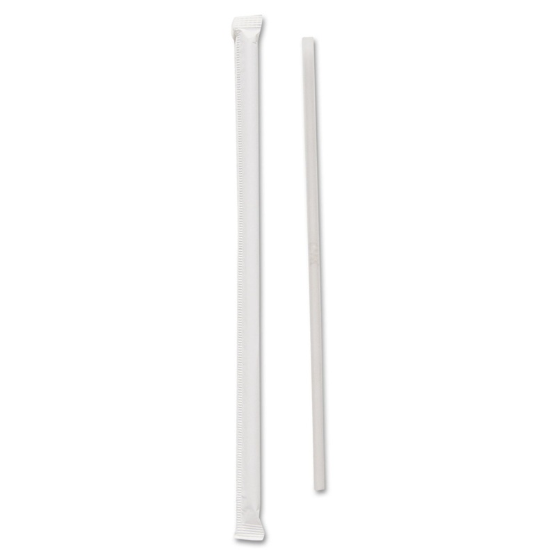 Wrapped Jumbo Straws, Polypropylene, 7 3/4″, Translucent, 500/pack, 24 Pk/ctn