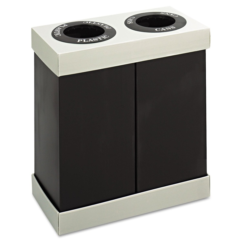 AT-YOUR-DISPOSAL RECYCLING CENTER, POLYETHYLENE, TWO 56 GAL BINS, BLACK