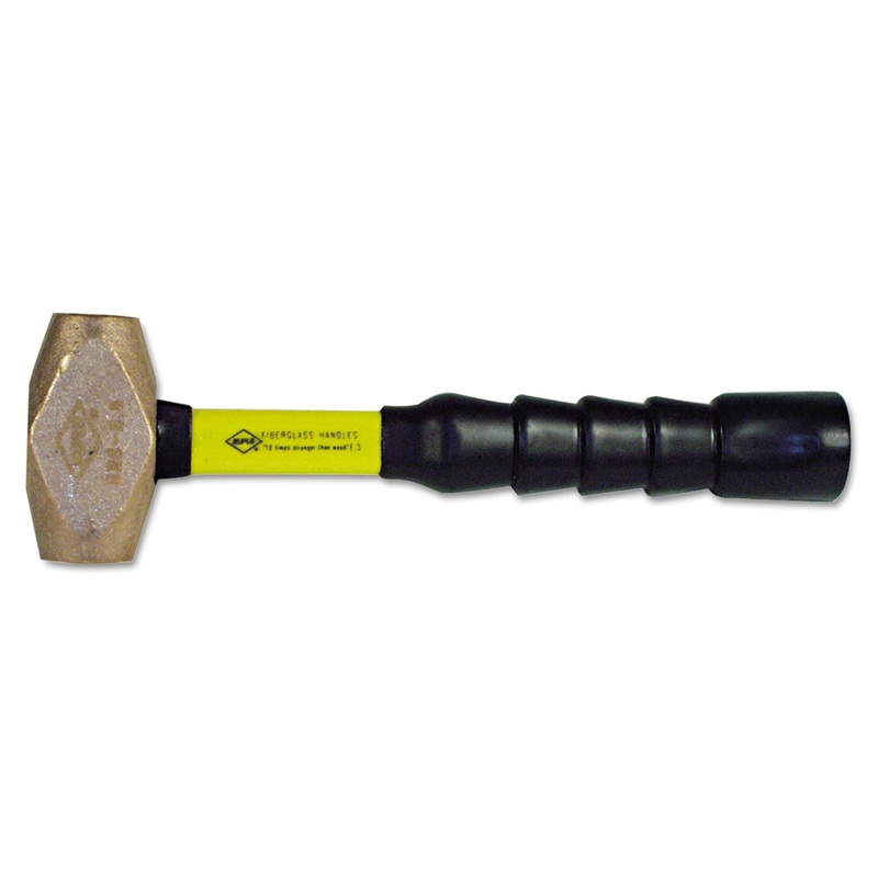 Brass-Head Sledge Hammer, 1.5lb, 15″ Tool Length, Sg Grip, Fiberglass Handle