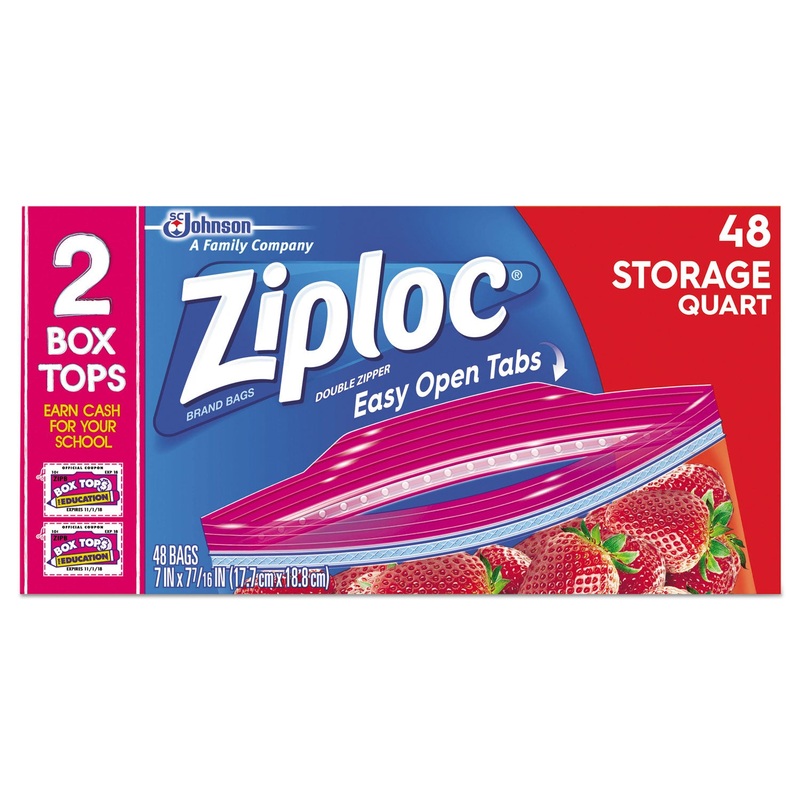 DOUBLE ZIPPER STORAGE BAGS, 1 QT, 1.75 MIL, 9.63″ X 8.5″, CLEAR, 9/CARTON