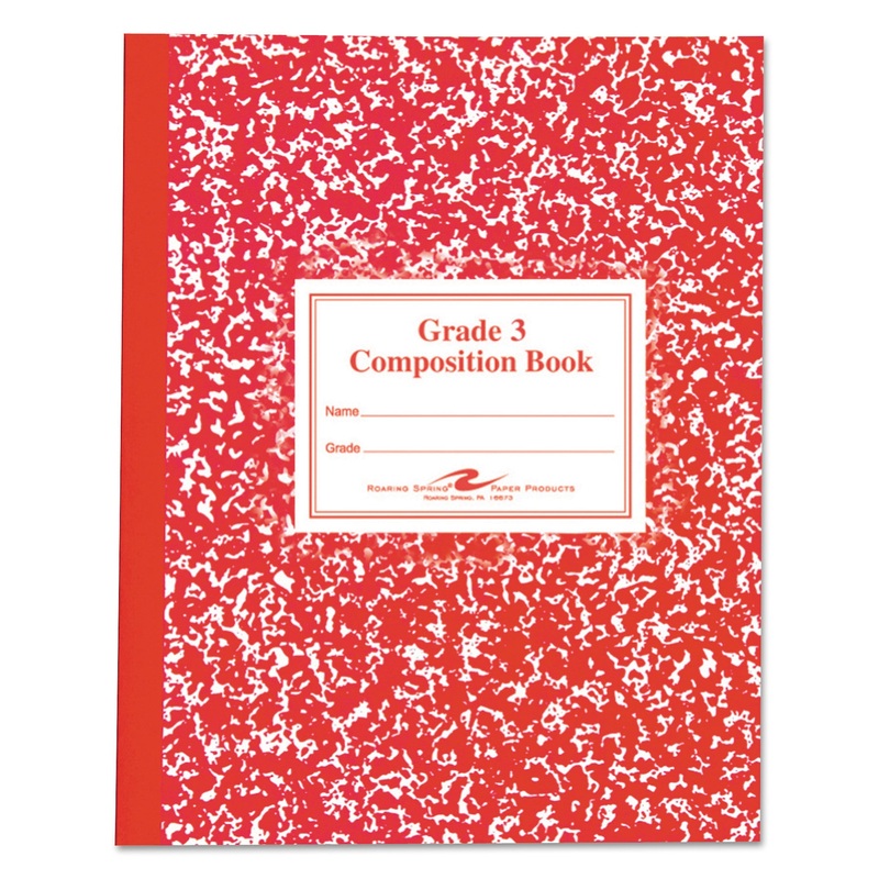 GRADE SCHOOL RULED COMPOSITION BOOK, MANUSCRIPT, RED, 9.75 X 7.75, 50 SHEETS