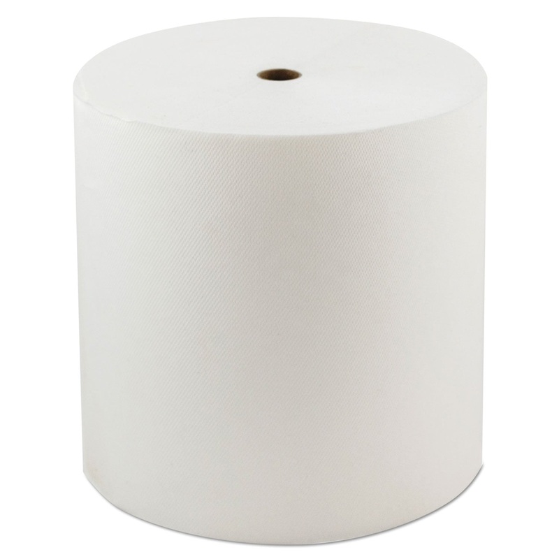 HARDWOUND ROLL TOWELS, 1-PLY, 8″ X 800 FT, WHITE, 6 ROLLS/CARTON