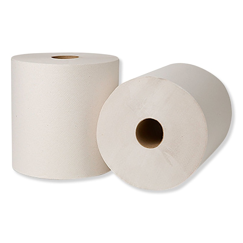 HARDWOUND ROLL TOWELS, 7.88″ X 800 FT, NATURAL WHITE, 6 ROLLS/CARTON
