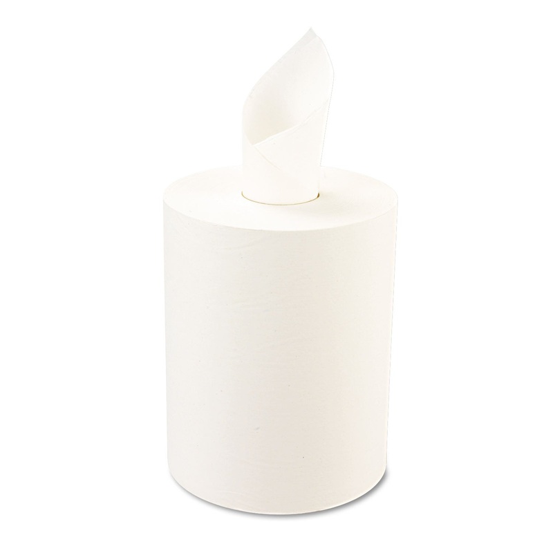 HARDWOUND ROLL TOWELS, 8 X 600 FT, WHITE, 12 ROLLS/CARTON