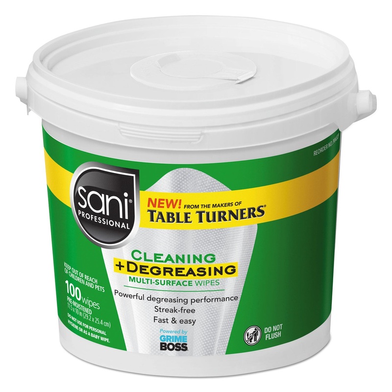 MULTI-SURFACE CLEANING AND DEGREASING WIPES, 11 1/2 X 10, 100/PAIL, 2 PAILS/CT