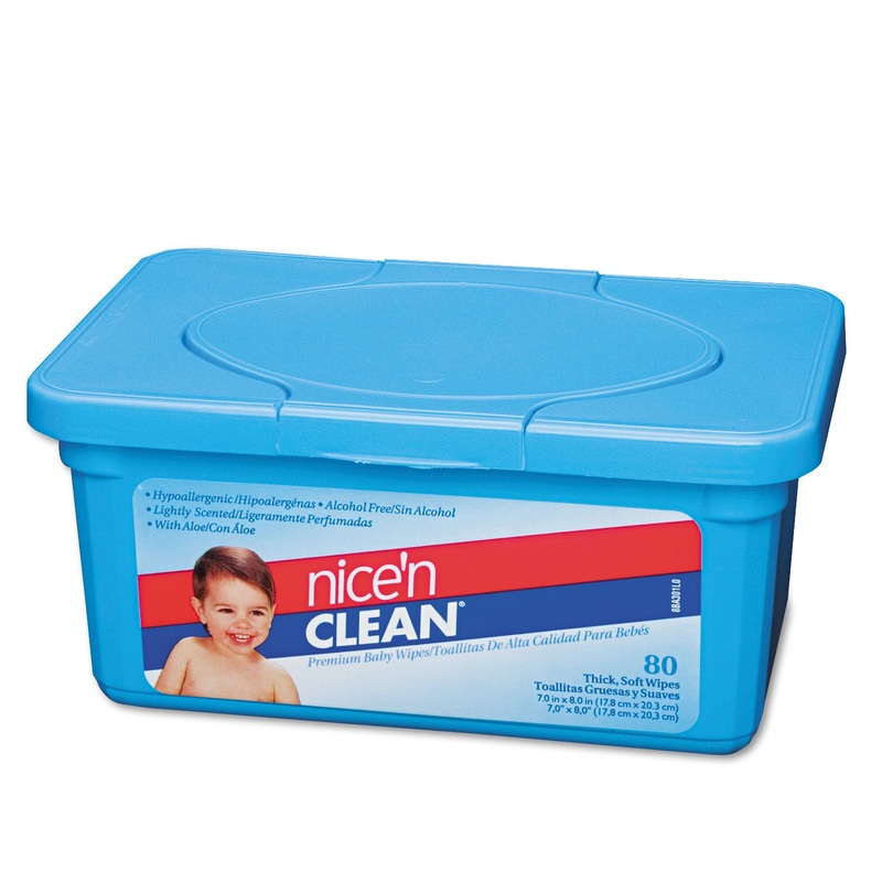 Nice ‘n Clean Premium Baby Wipes, Scented, 7 X 8, White, 80/tub, 12 Tubs/carton
