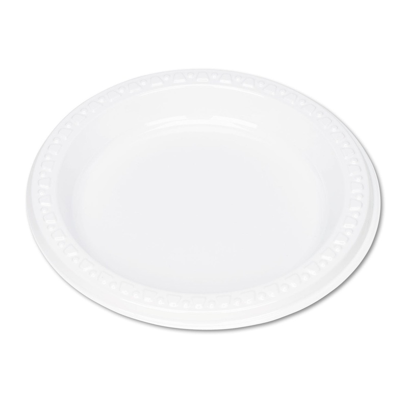 Plastic Dinnerware, Plates, 6″ Dia, White, 125/pack
