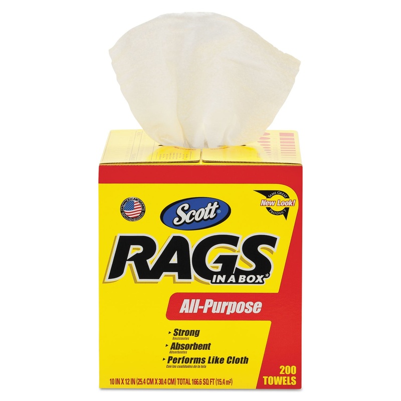 Rags In A Box, Pop-Up Box, 10 X 12, White, 200/box