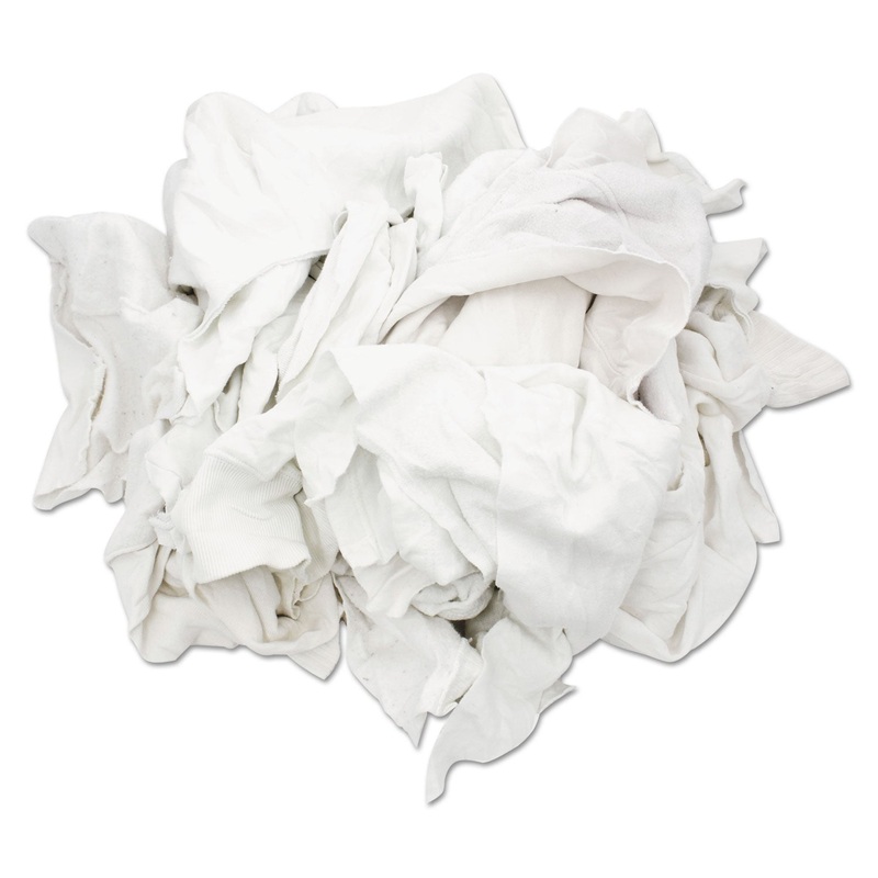 Reclaimed White Sweatshirt Rags, Bleached White, 50 Lb Box