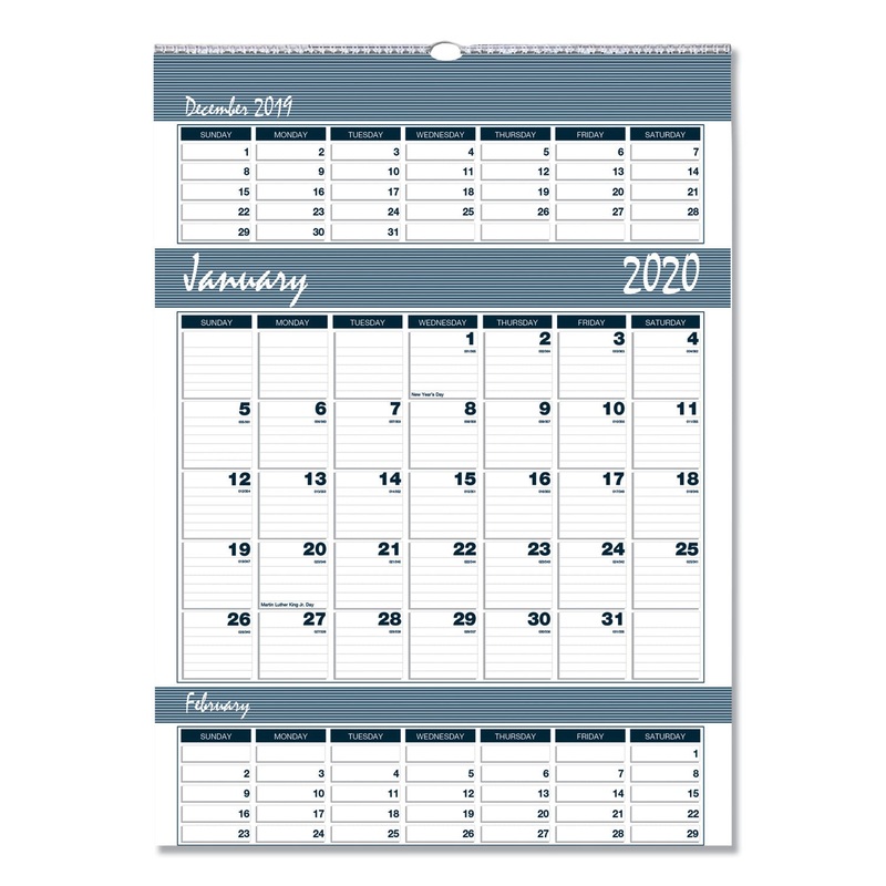 RECYCLED BAR HARBOR THREE-MONTHS-PER-PAGE WALL CALENDAR, 12 X 17, 2019-2021