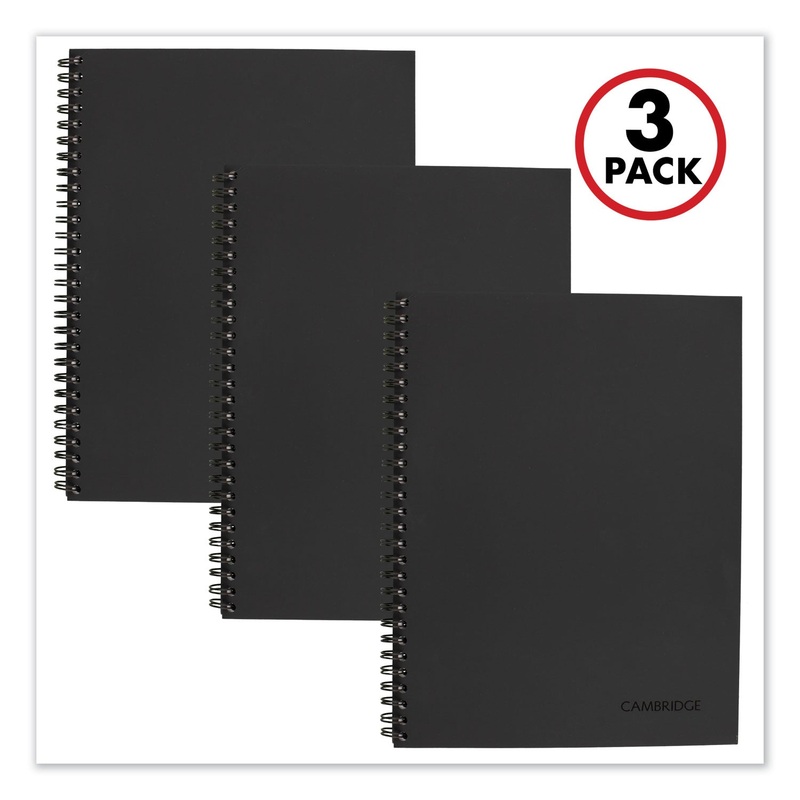 WIREBOUND NOTEBOOK PLUS PACK, WIDE/LEGAL RULE, BLACK, 9.5 X 7.25, 80 SHEETS, 3/PACK