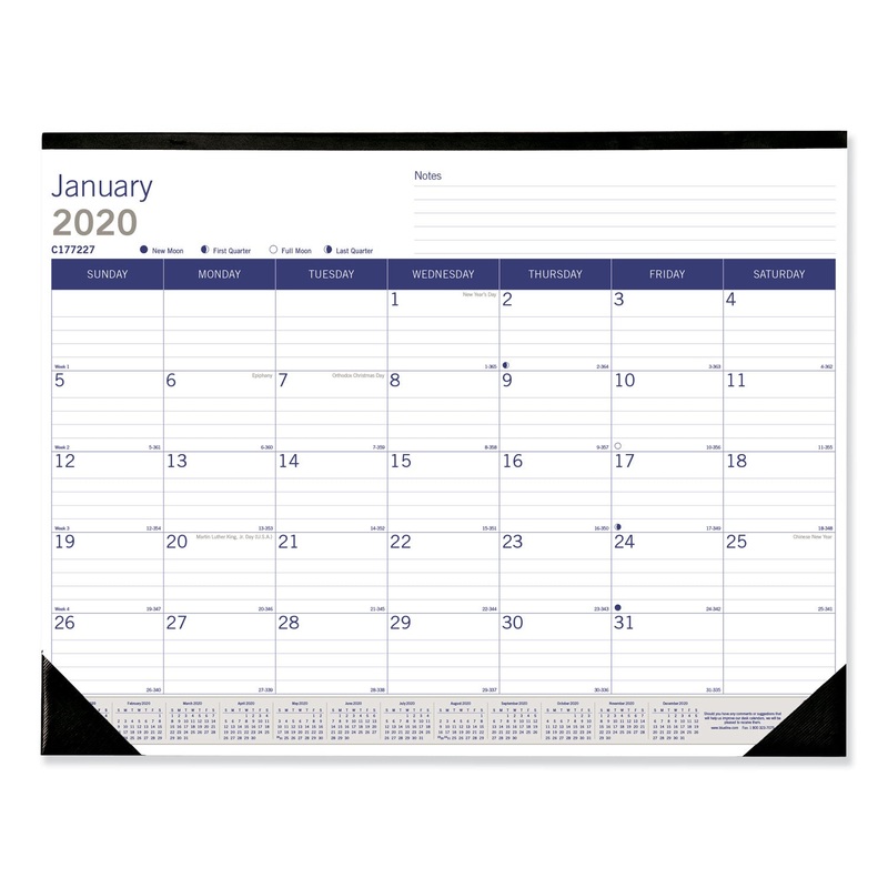 DURAGLOBE MONTHLY DESK PAD CALENDAR, 22 X 17, 2020