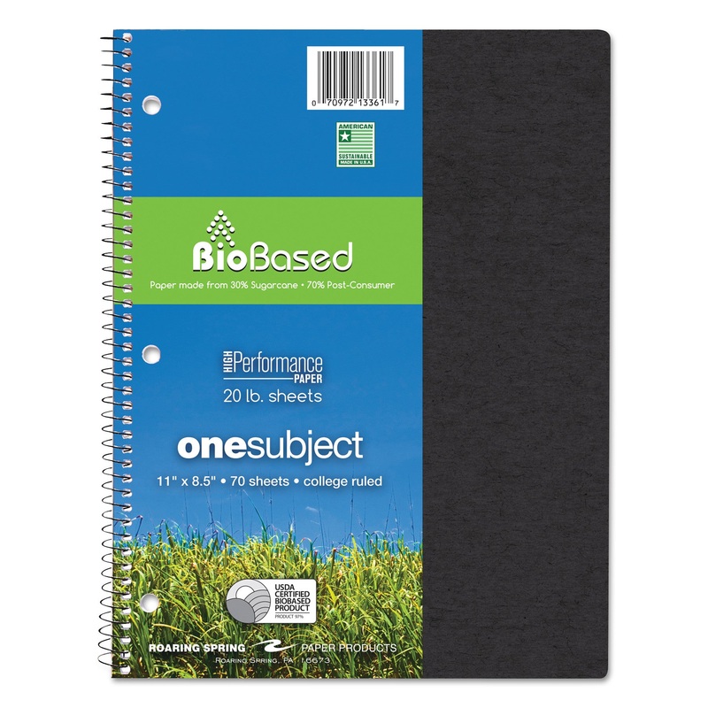 ENVIRONOTES BIOBASED NOTEBOOK, 1 SUBJECT, MEDIUM/COLLEGE RULE, ASSORTED EARTHTONES COVERS, 11 X 8.5, 70 SHEETS