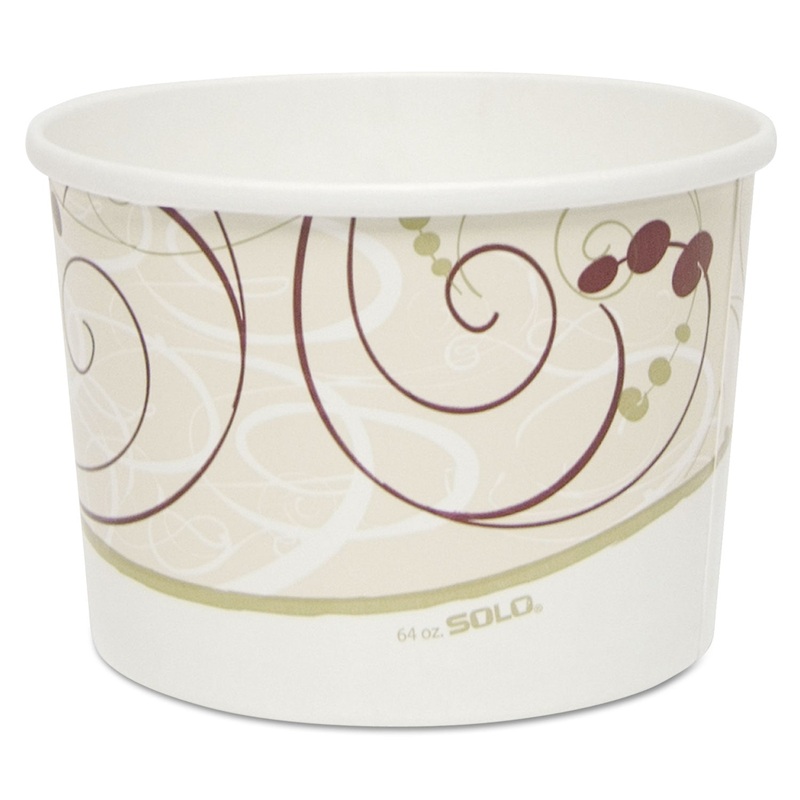 Flexstyle Double Poly Paper Containers, Symphony Design, 64 Oz, 25/pk, 12 Pk/ct