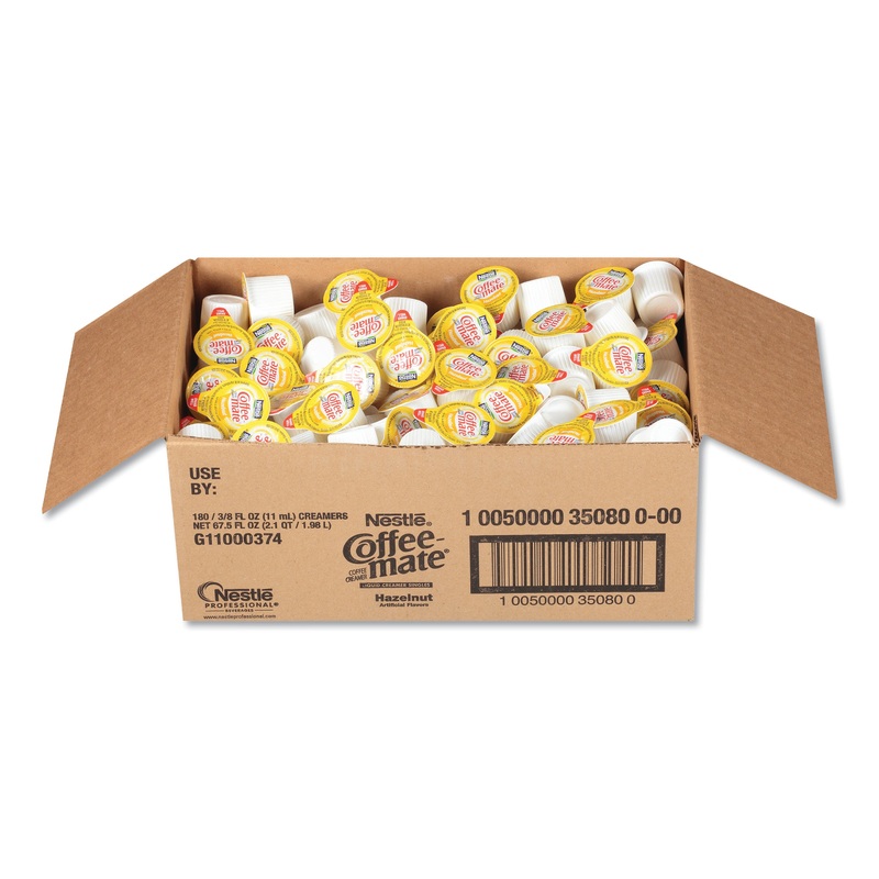 LIQUID COFFEE CREAMER, HAZELNUT, 0.38 OZ MINI CUPS, 180/CARTON