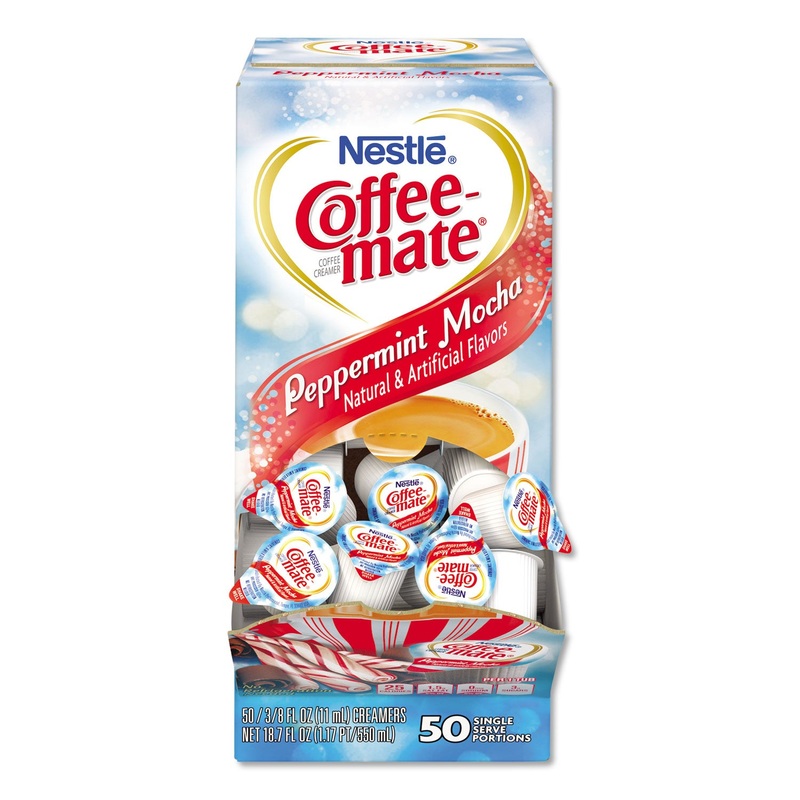 LIQUID COFFEE CREAMER, PEPPERMINT MOCHA, 0.38 OZ MINI CUPS, 50/BOX