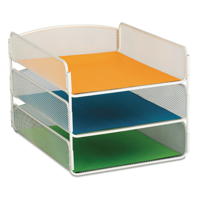 ONYX DESK TRAY, 3 SECTIONS, LETTER SIZE FILES, 9.25″ X 11.75″ X 8″, WHITE