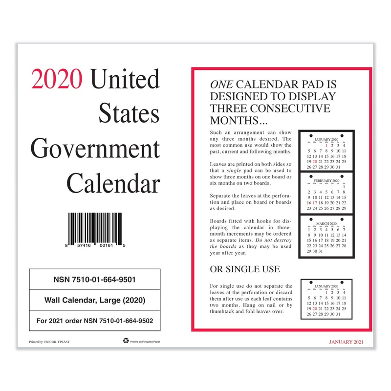 7530016649501 MONTHLY WALL CALENDAR, 9 X 11, 2020, 10/PACK