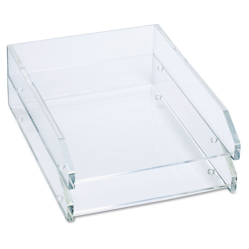 CLEAR ACRYLIC LETTER TRAY, 2 SECTIONS, LETTER SIZE FILES, 10.5″ X 13.75″ X 2.5″, CLEAR, 2/PACK