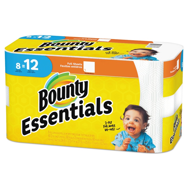 ESSENTIALS PAPER TOWELS, 2-PLY, 60 SHEETS/ROLL, 8 ROLLS/CARTON