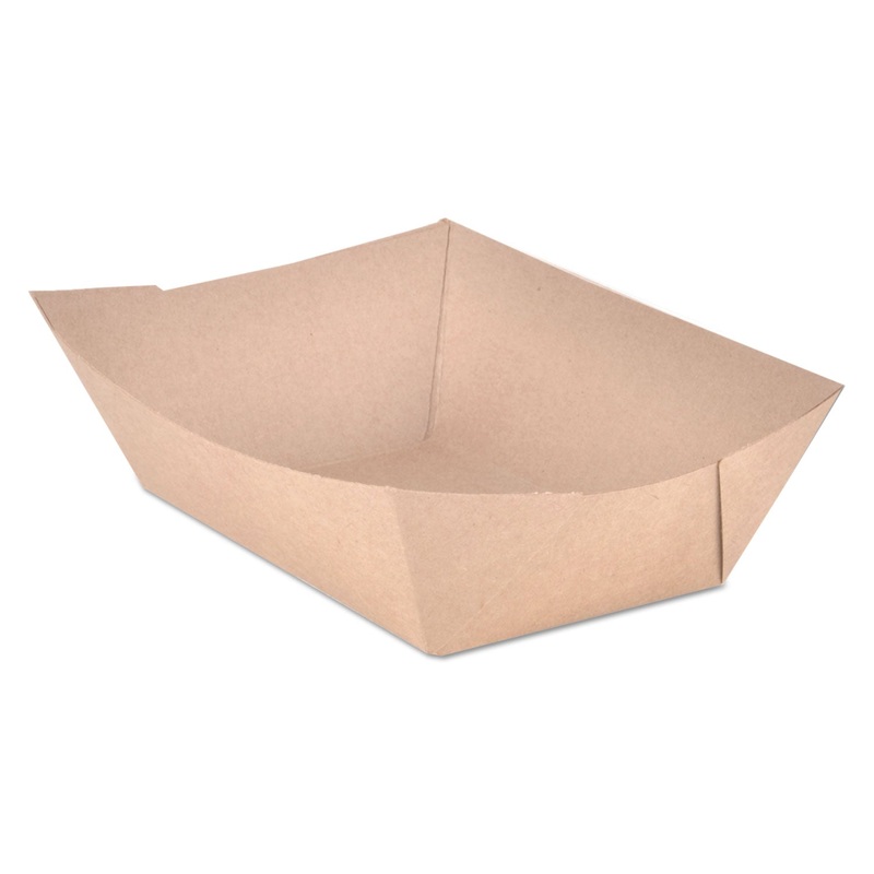 Food Trays, Paperboard, Brown Kraft, 3-Lb Capacity, 500/carton