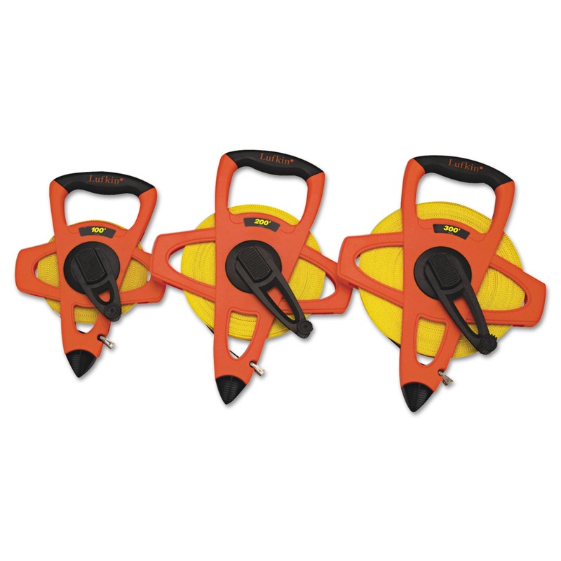 Hi-Viz Reel Tape Rule, 1/2″ X 100ft, Plastic Case, Orange, 1″ Graduation