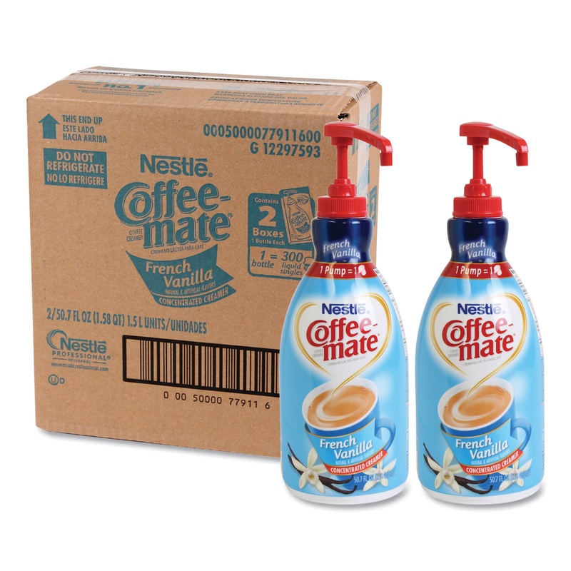 Liquid Coffee Creamer, French Vanilla, 1.5 Liter Pump Bottle, 2/carton