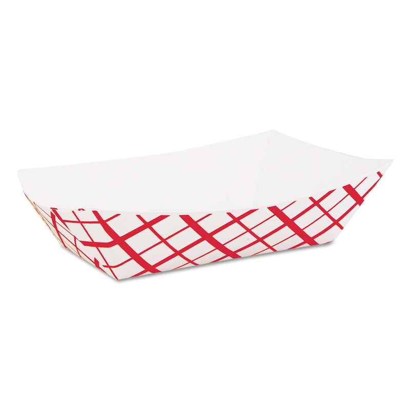 Paper Food Baskets, 2.5lb, Red/white, 500/carton