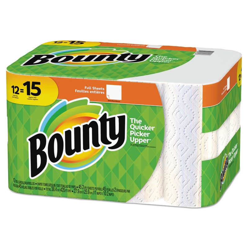 PAPER TOWELS, 2-PLY, WHITE, 45 SHEETS/ROLL, 12 ROLLS/CARTON