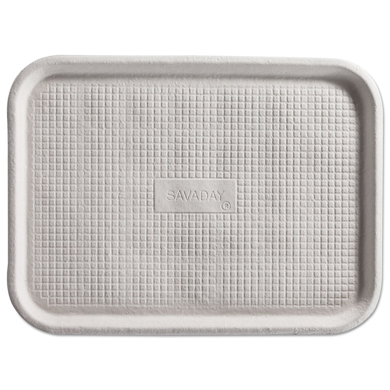 Savaday Molded Fiber Flat Food Tray, White, 12×16, 200/carton
