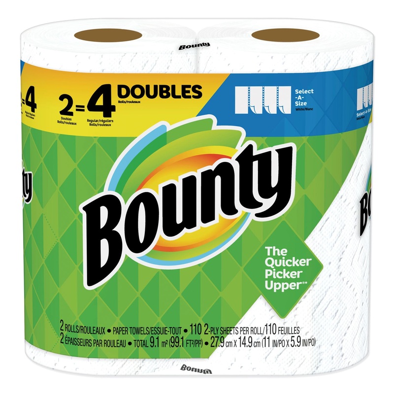 SELECT-A-SIZE PAPER TOWELS, 2-PLY, WHITE, 5.9 X 11, 110 SHEETS/ROLL, 2 ROLLS/PACK, 12 PACKS/CARTON