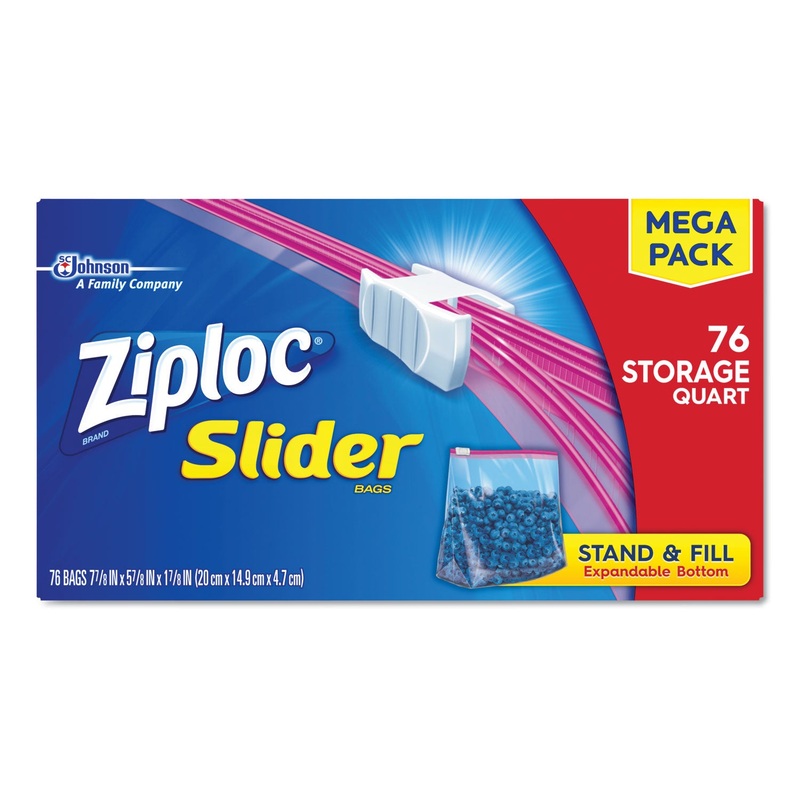 SLIDER STORAGE BAGS, 1 QT, 5.88″ X 7.88″, CLEAR, 9/CARTON