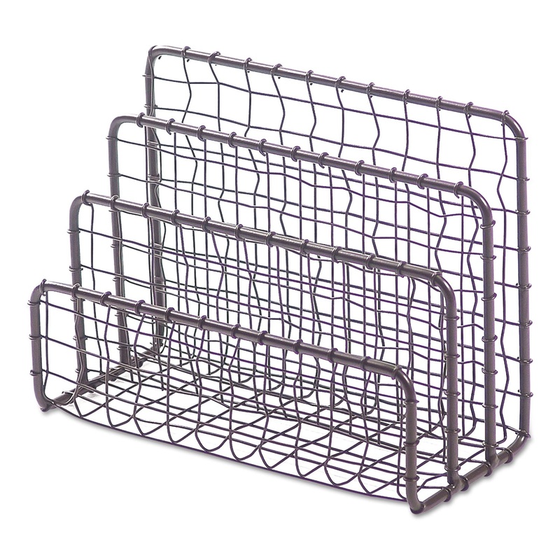 VINTAGE WIRE MESH FILE AND LETTER SORTER, 3 SECTIONS, DL TO LEGAL SIZE FILES, 6.63″ X 2.88″ X 5.13″, VINTAGE BRONZE