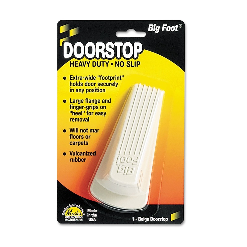 BIG FOOT DOORSTOP, NO SLIP RUBBER WEDGE, 2.25W X 4.75D X 1.25H, BEIGE