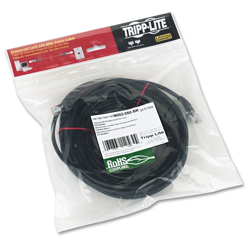 CAT5E 350MHZ MOLDED PATCH CABLE, RJ45 (M/M), 50 FT., BLACK