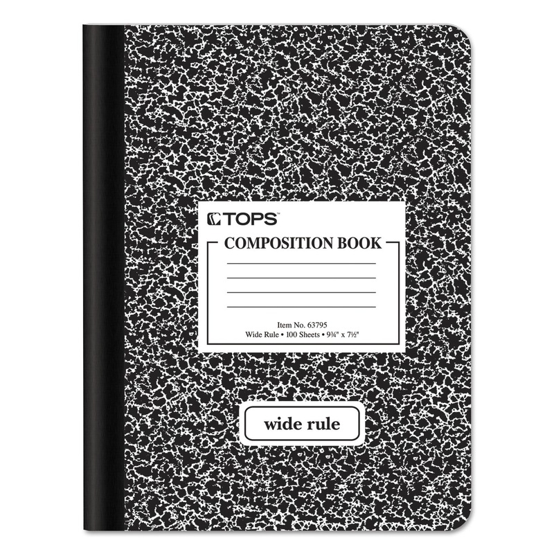 COMPOSITION BOOK, WIDE/LEGAL RULE, BLACK MARBLE COVER, 9.75 X 7.5, 100 SHEETS