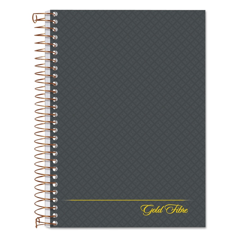 GOLD FIBRE PERSONAL NOTEBOOKS, 1 SUBJECT, MEDIUM/COLLEGE RULE, DESIGNER GRAY COVER, 7 X 5, 100 SHEETS