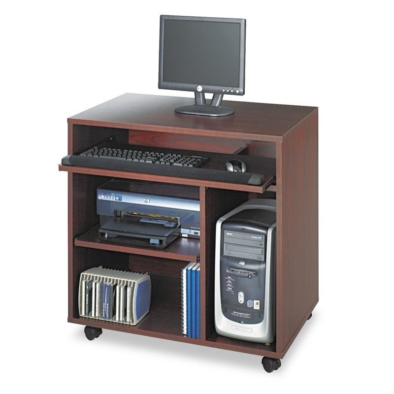 READY-TO-USE PC WORKSTATION, 31.75W X 19.75D X 31.5H, MAHOGANY LAMINATE TOP
