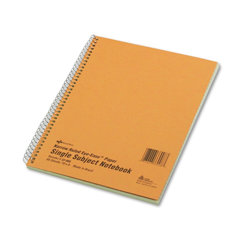 SINGLE-SUBJECT WIREBOUND NOTEBOOKS, 1 SUBJECT, NARROW RULE, BROWN COVER, 10 X 8, 80 SHEETS