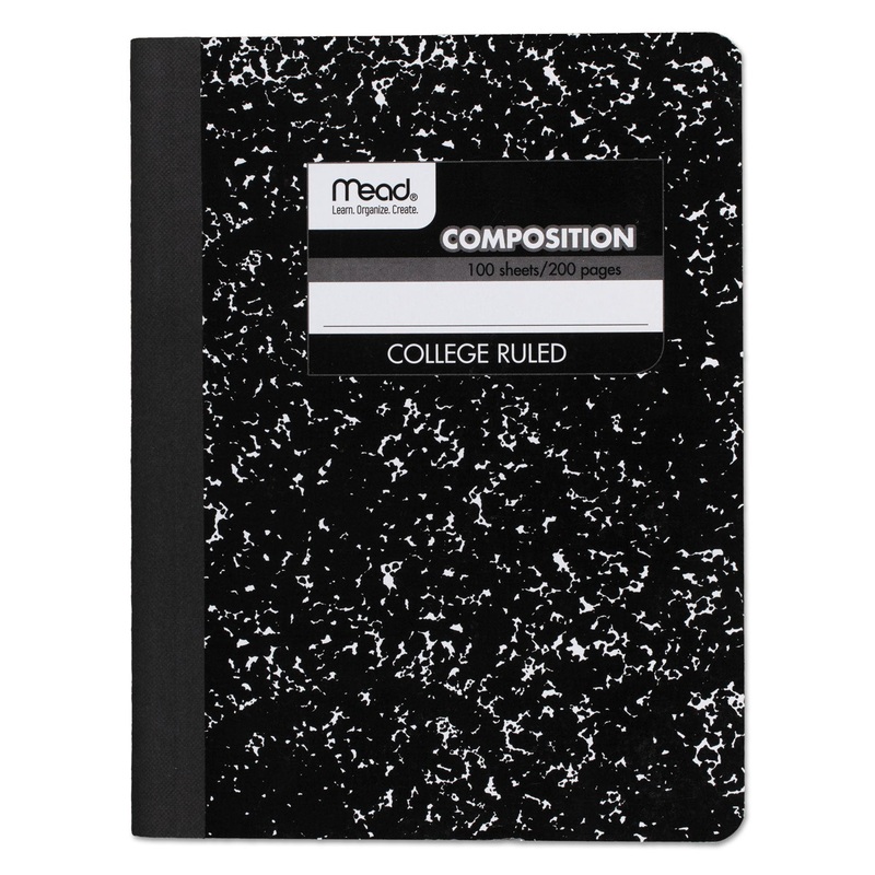 SQUARE DEAL COMPOSITION BOOK, MEDIUM/COLLEGE RULE, BLACK COVER, 9.75 X 7.5, 100 SHEETS