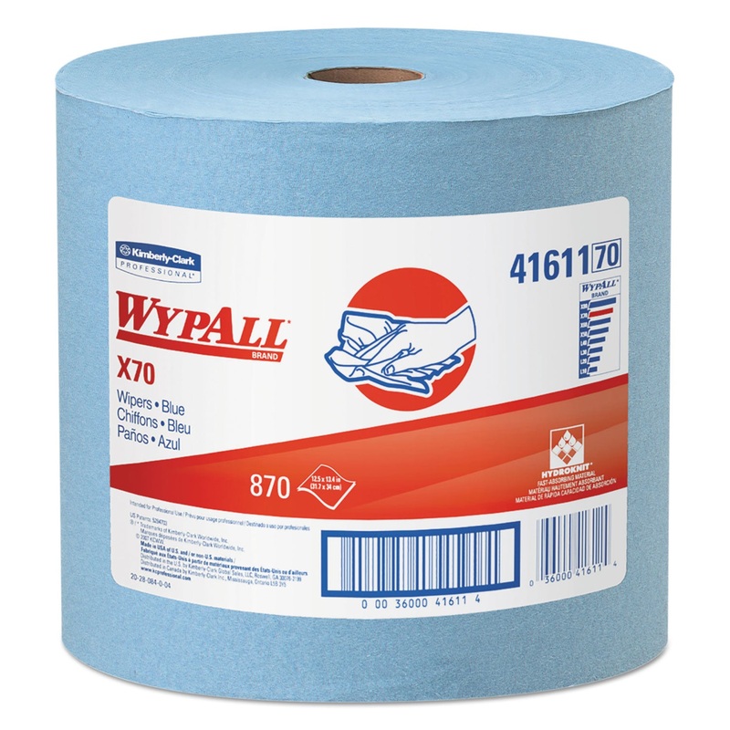 X70 Cloths, Jumbo Roll, 12 1/2 X 13 2/5, Blue, 870/roll