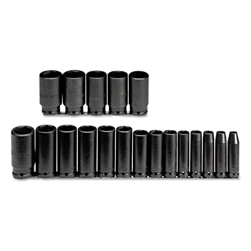 19-Piece Deep Impact Socket Set, Sae, 1/2″ Drive, 3/8″ To 1 1/2″, 6-Point