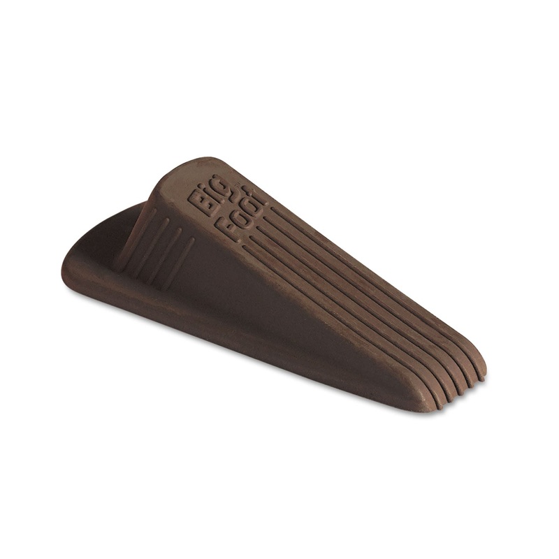 BIG FOOT DOORSTOP, NO SLIP RUBBER WEDGE, 2.25W X 4.75D X 1.25H, BROWN, 2/PACK