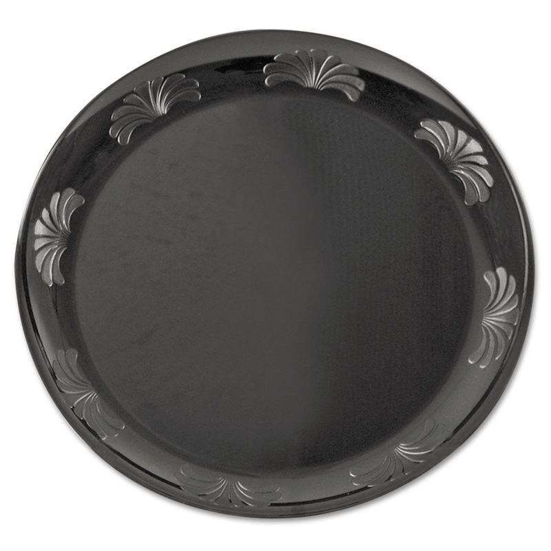 Designerware Plastic Plates, 7 1/2 Inches, Black, Round, 10/pack, 18/ct
