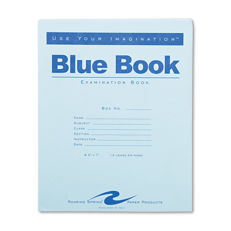 EXAMINATION BLUE BOOK, WIDE/LEGAL RULE, 8.5 X 7, WHITE, 12 SHEETS