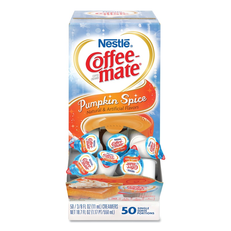 LIQUID COFFEE CREAMER, PUMPKIN SPICE, 0.38 OZ MINI CUPS, 50/BOX