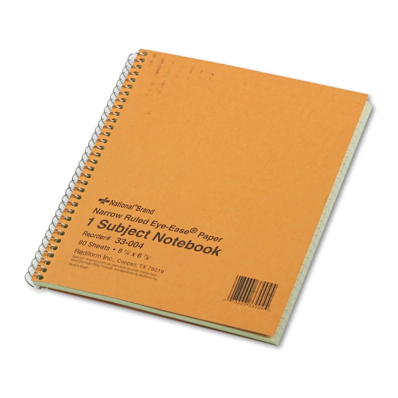 SINGLE-SUBJECT WIREBOUND NOTEBOOKS, 1 SUBJECT, NARROW RULE, BROWN COVER, 8.25 X 6.88, 80 SHEETS